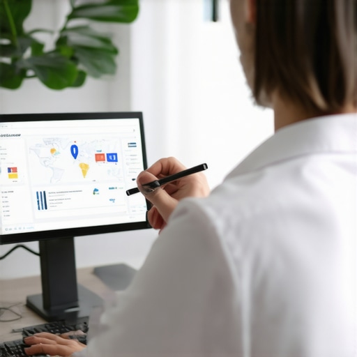 Analyzing Map Rankings for Local SEO Business owner reviewing local map ranking charts with digital tools