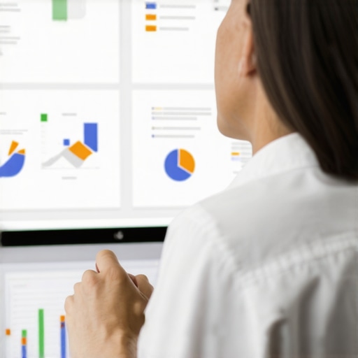 Digital marketing expert reviewing local map ranking charts