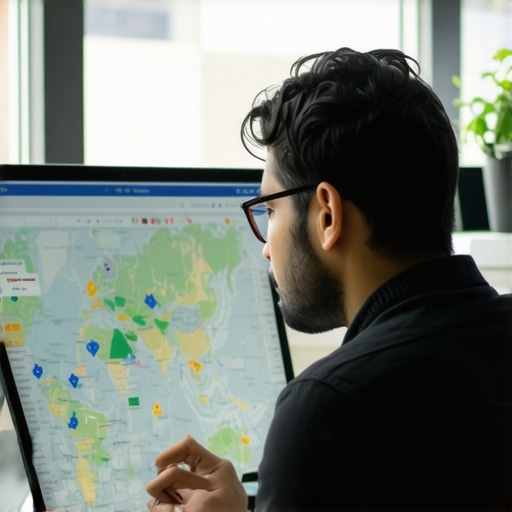 Analyst reviewing local SEO and map ranking strategies with digital tools