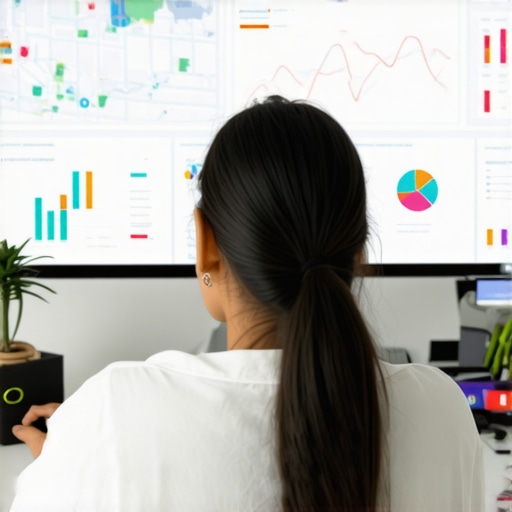 Person reviewing local SEO analytics on a computer with maps and charts.