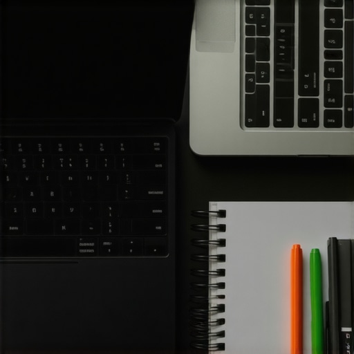 A workspace with a laptop displaying local SEO analytics and planning notes.