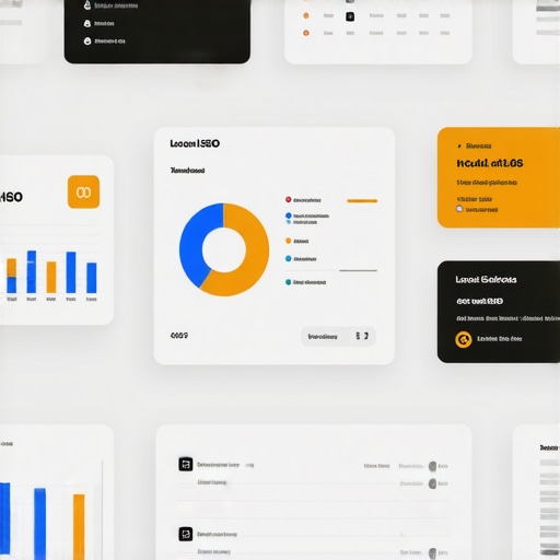 Close-up of a computer screen displaying local SEO performance metrics and maps management tools.