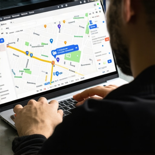 Person optimizing their Google My Business profile on a laptop for local SEO success.