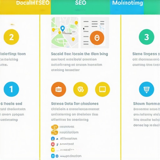 A flowchart illustrating the core steps in executing a local map SEO plan, including optimization, reviews, citations, and tracking.