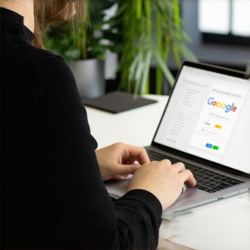 Business owner editing Google My Business profile on laptop