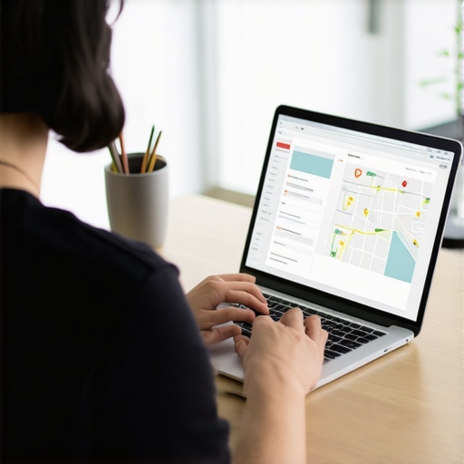 Strategic Local SEO Planning Person planning local SEO strategies with checklists and maps on a laptop screen