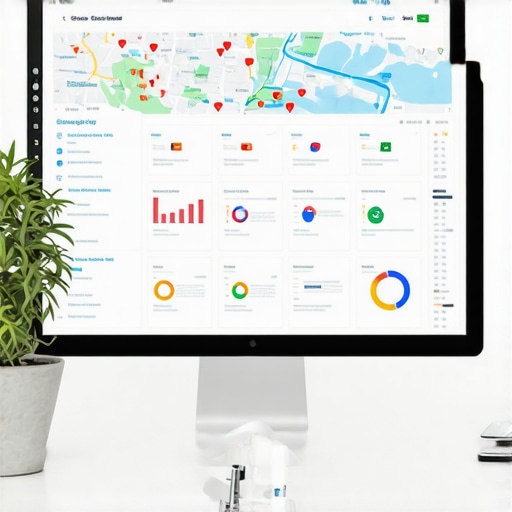 Advanced Local SEO Strategy Plan A computer screen displaying a detailed local SEO strategy with maps and data analytics