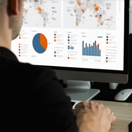 Digital marketer reviewing complex local SEO and map ranking tasks on a computer monitor.