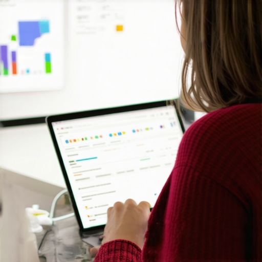 Executing Map Optimization Tasks Person working on local SEO profile updates on a laptop with charts in the background.