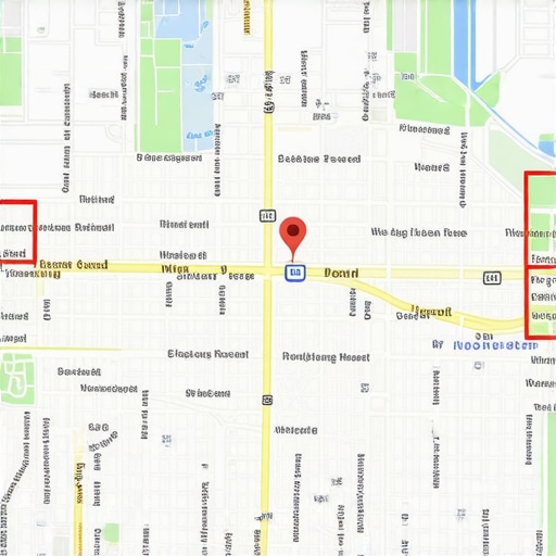 Visual map highlighting neighboring towns and neighborhoods for local SEO strategy.
