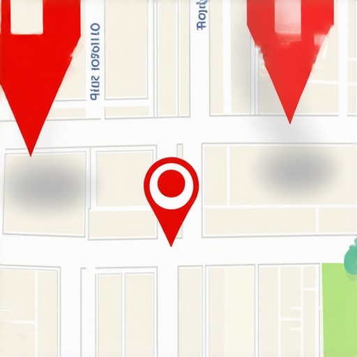 A close-up of a digital map with highlighted routes and markers for local SEO strategy.